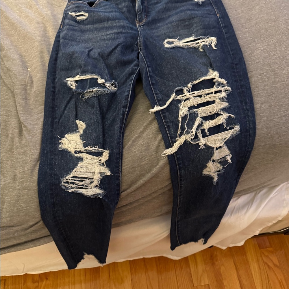 American Eagle Outfitters Ripped Dark Blue Boyfriend Jeans